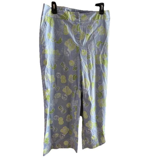 VTG Lilly Pulitzer  Blue Capri Pants Womens Beach Floral Print Size 10 31076 - Picture 4 of 9